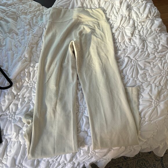 Lululemon Softstreme Ribbed Zip Flared Full Length Pant - Bone - Picture 4 of 5